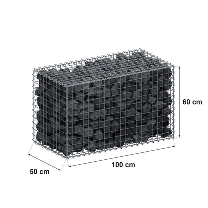 Gabion 100 cm x 60 cm x 50 cm (L x H x P), mailles 5 cm x 5 cm, spirale