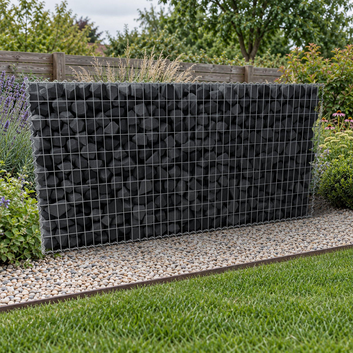 Gabião 200 cm x 100 cm x 50 cm (C x A x P), malhagem 5 cm x 10 cm, espiral