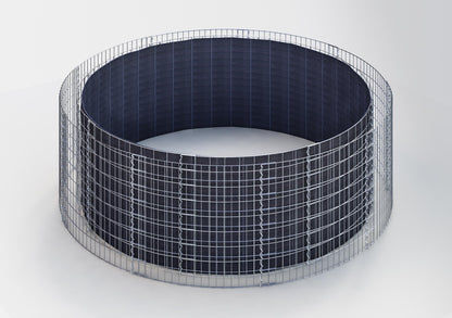 Lit surélevé rond, diamètre extérieur 352 cm, hauteur 80 cm, mailles 5 x 10 cm, épaisseur des parois 15 cm