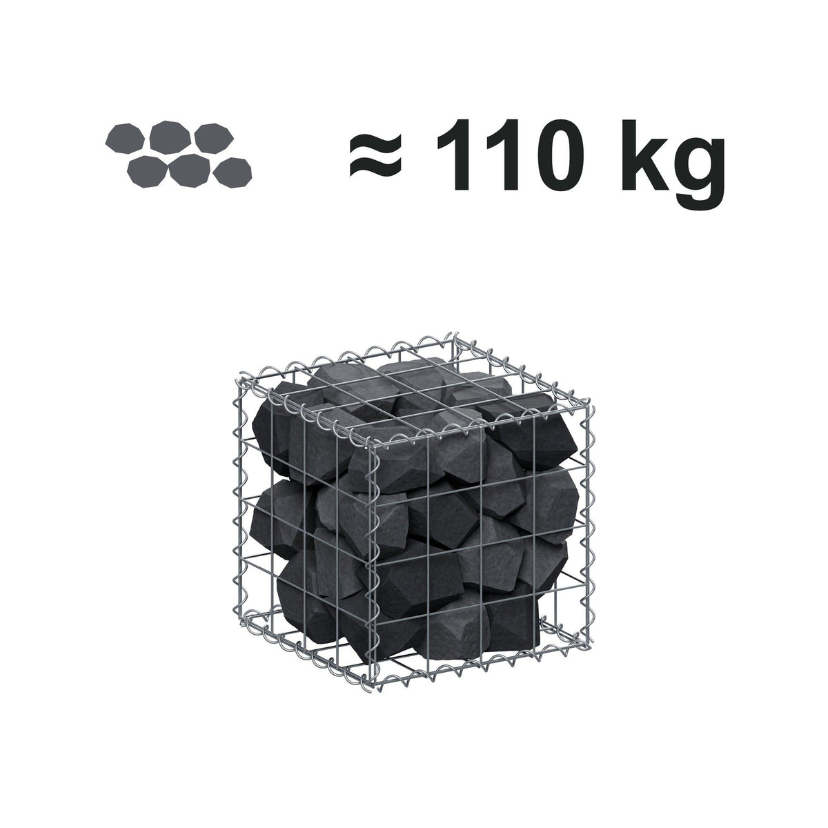 Gabion 40 cm x 40 cm x 40 cm (L x H x D), maskstorlek 10 cm x 10 cm, spiral