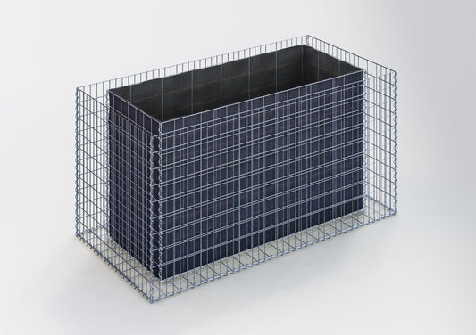 Högbädd, fyrkantig 200 cm x 100 cm x 100 cm (L x H x D), maskstorlek 5 x 10 cm, väggtjocklek 15 cm