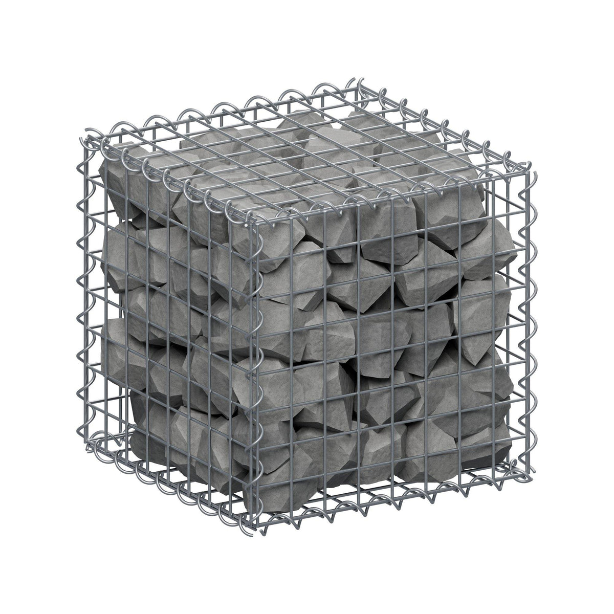 Gabione 40 cm x 40 cm x 40 cm (L x H x T), Maschenweite 5 cm x 5 cm, Spirale
