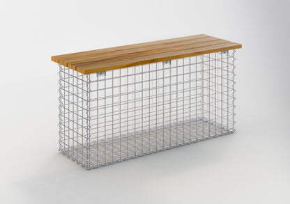 Havebænk spiralgabion 105 x 50 x 30 cm -3 TEAK MW 5 x 5 cm