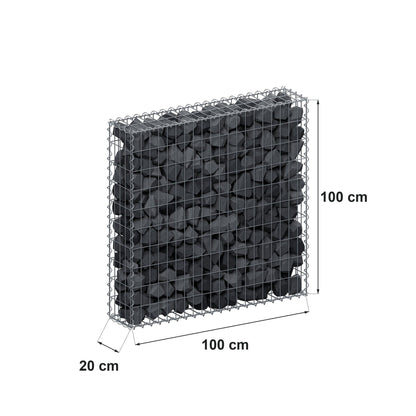 Gabion 100 cm x 100 cm x 20 cm (L x H x P), mailles 5 cm x 10 cm, spirale