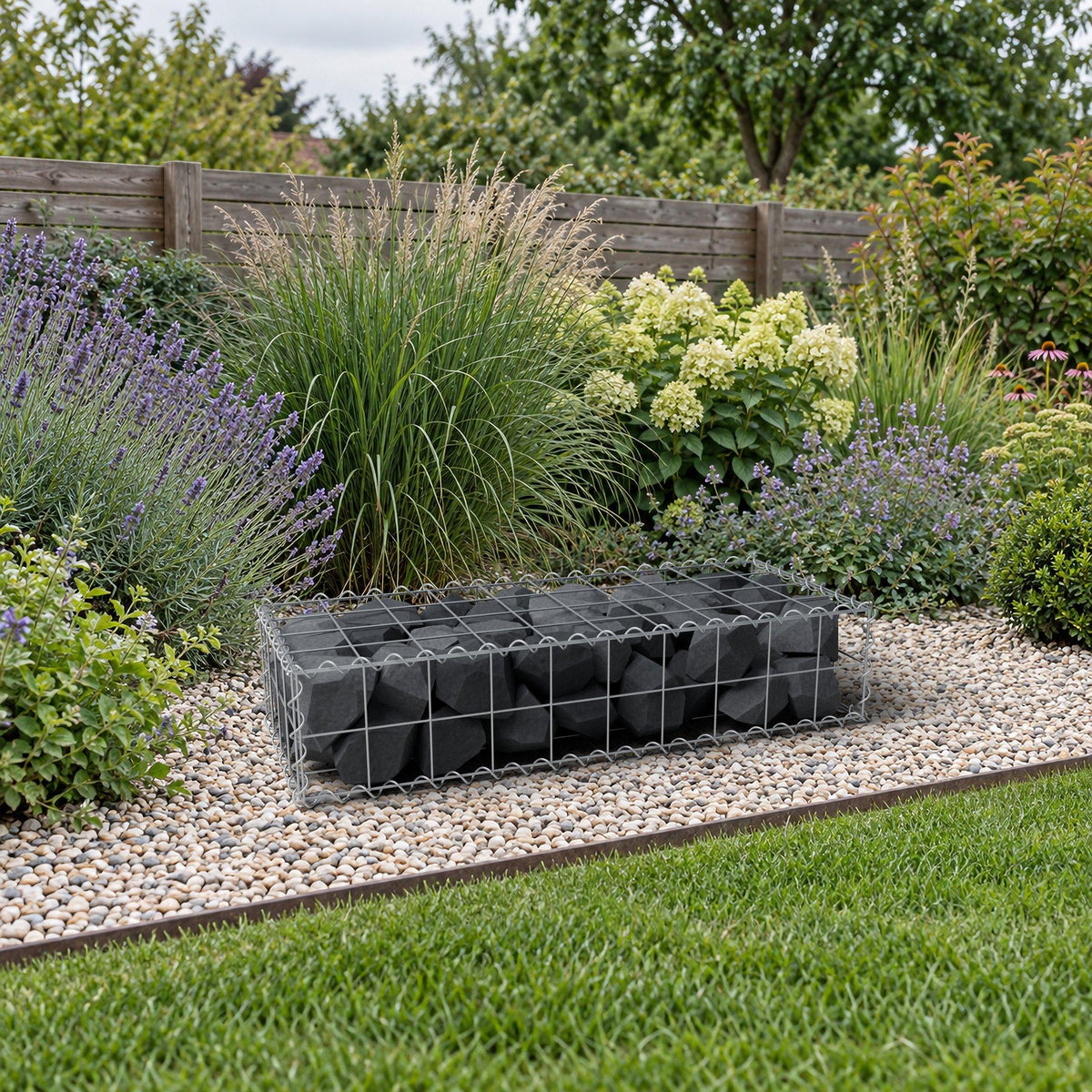 Gabion 100 cm x 20 cm x 40 cm (L x H x D), maskestørrelse 10 cm x 10 cm, spiral