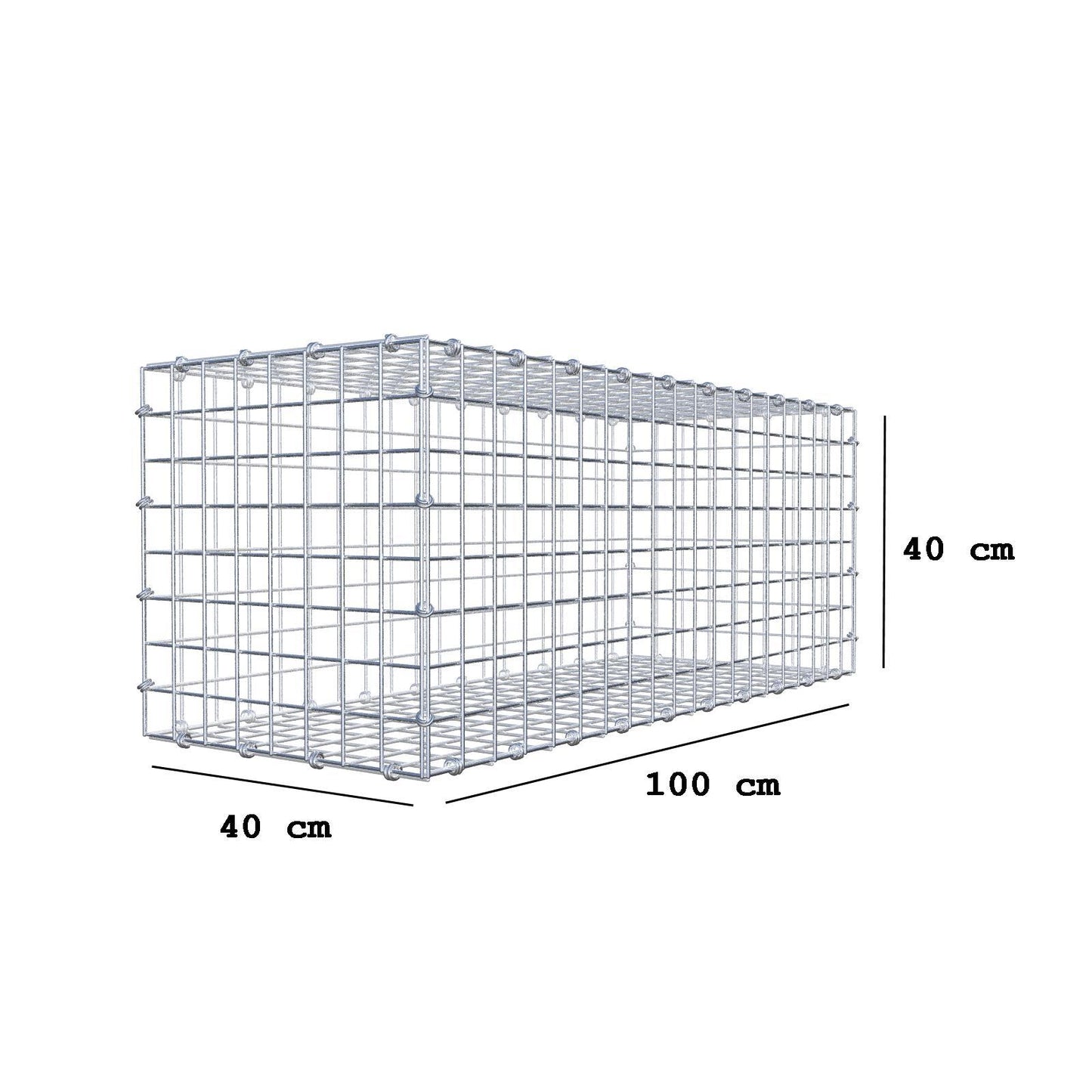 Gabione 100 cm x 40 cm x 40 cm (L x H x T), Maschenweite 5 x 5 cm, Spiralring