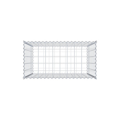 Schanskorf 100 cm x 100 cm x 50 cm (L x H x D), maaswijdte 10 cm x 10 cm, spiraalvormig