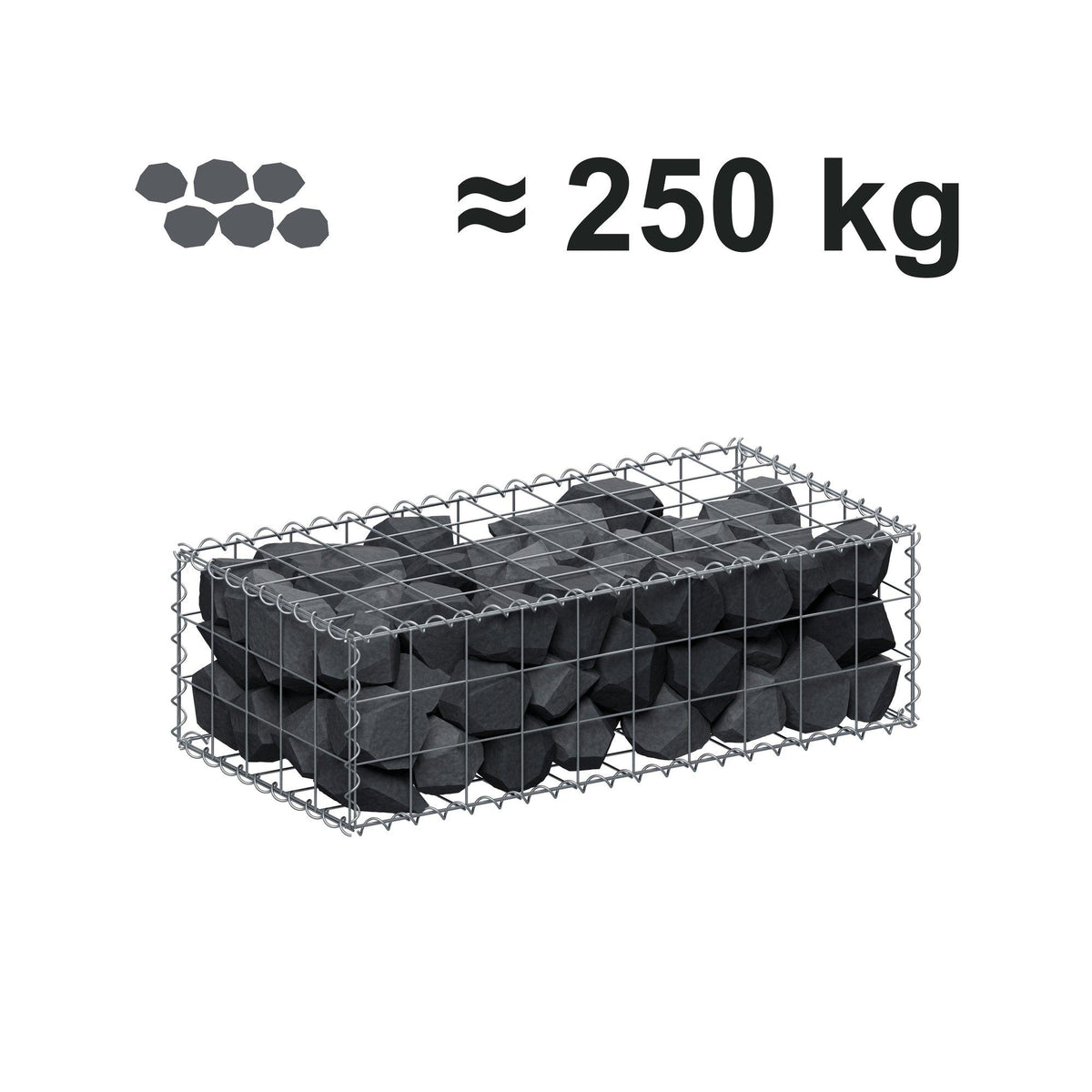 Gabion 100 cm x 30 cm x 50 cm (L x H x D), maskestørrelse 10 cm x 10 cm, spiral