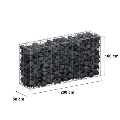 Gabion 200 cm x 100 cm x 50 cm (L x H x P), mailles 10 cm x 10 cm, spirale
