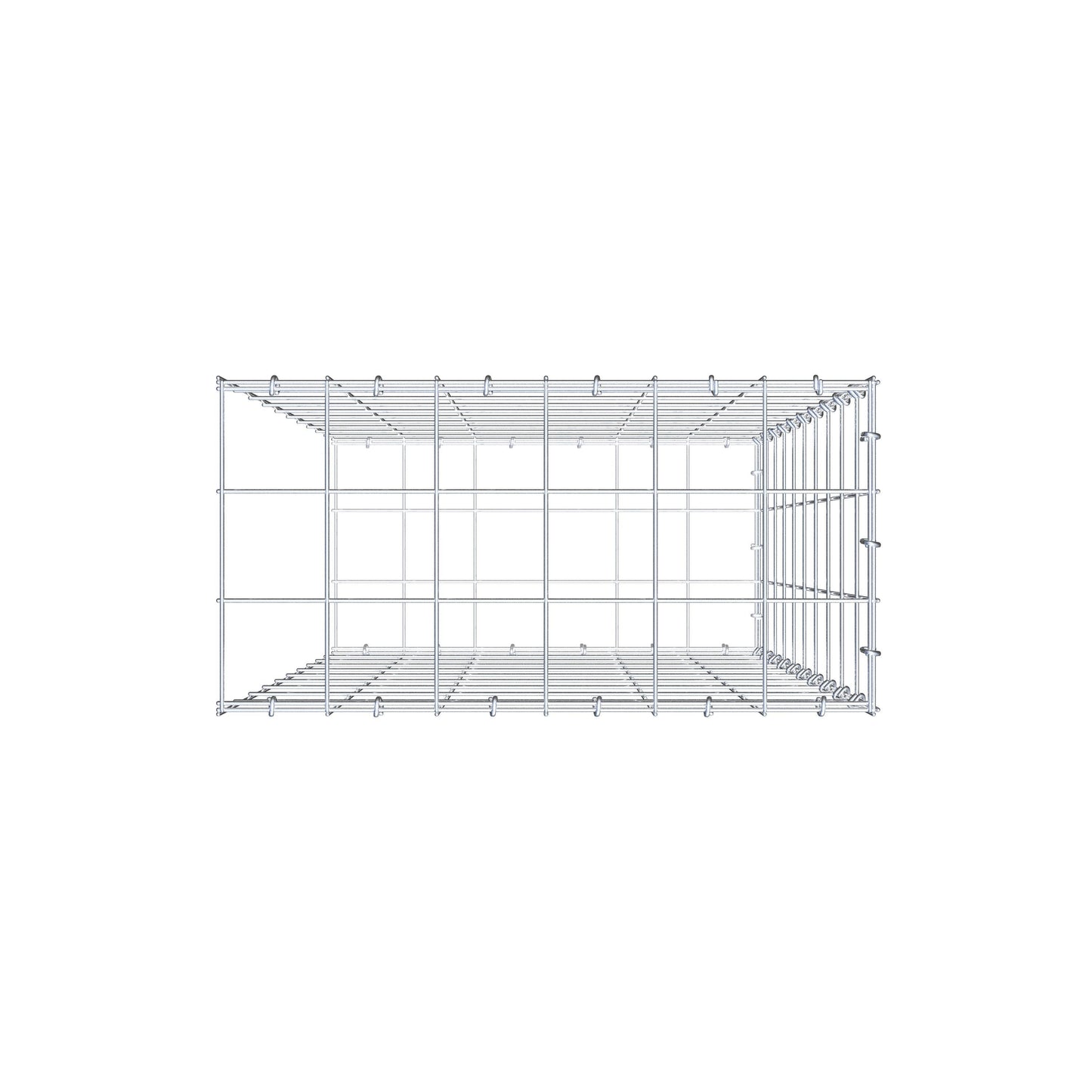 Monteret gabion type 2 100 cm x 60 cm x 30 cm (L x H x D), maskestørrelse 10 cm x 10 cm, C-ring