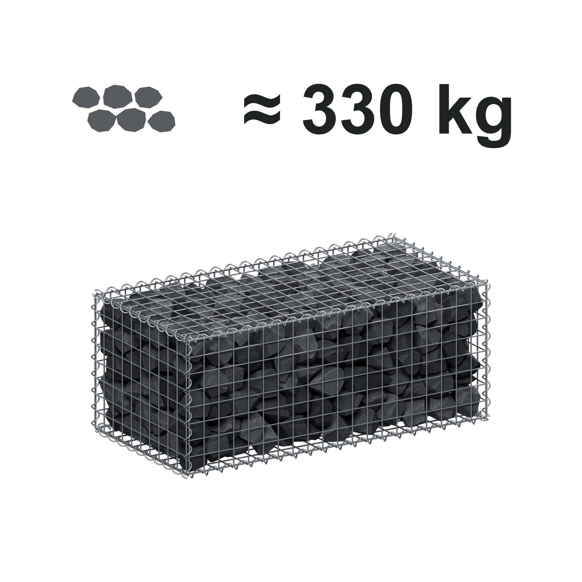 Gabião 100 cm x 40 cm x 50 cm (C x A x P), malhagem 5 cm x 5 cm, espiral
