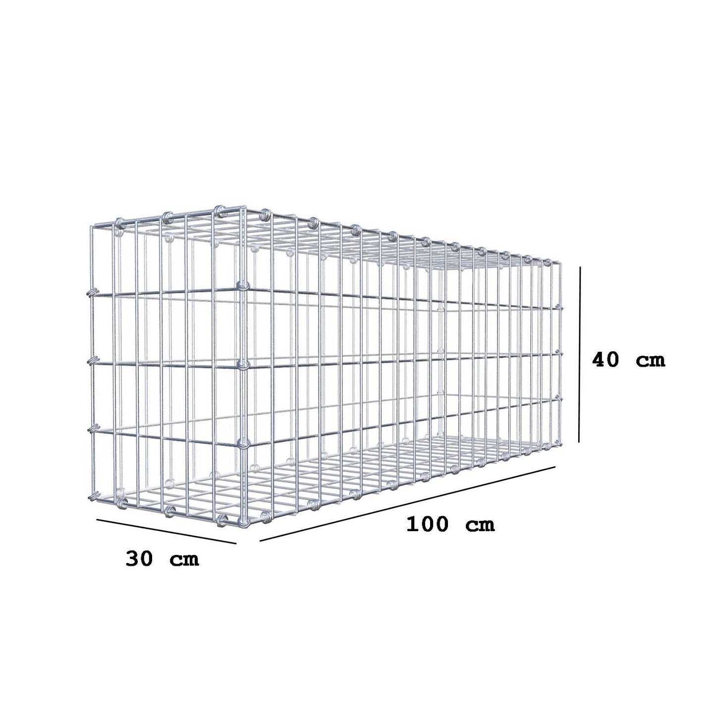 Gabbione 100 cm x 40 cm x 30 cm (L x H x P), maglia 5 x 10 cm, anello a spirale