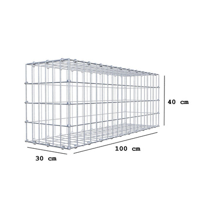 Gabbione 100 cm x 40 cm x 30 cm (L x H x P), maglia 5 x 10 cm, anello a spirale