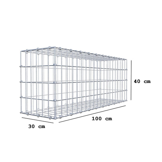Gabbione 100 cm x 40 cm x 30 cm (L x H x P), maglia 5 x 10 cm, anello a spirale