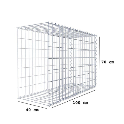 Opvokset gabion type 2 100 cm x 70 cm x 40 cm (L x H x D), maskestørrelse 5 cm x 10 cm, spiral