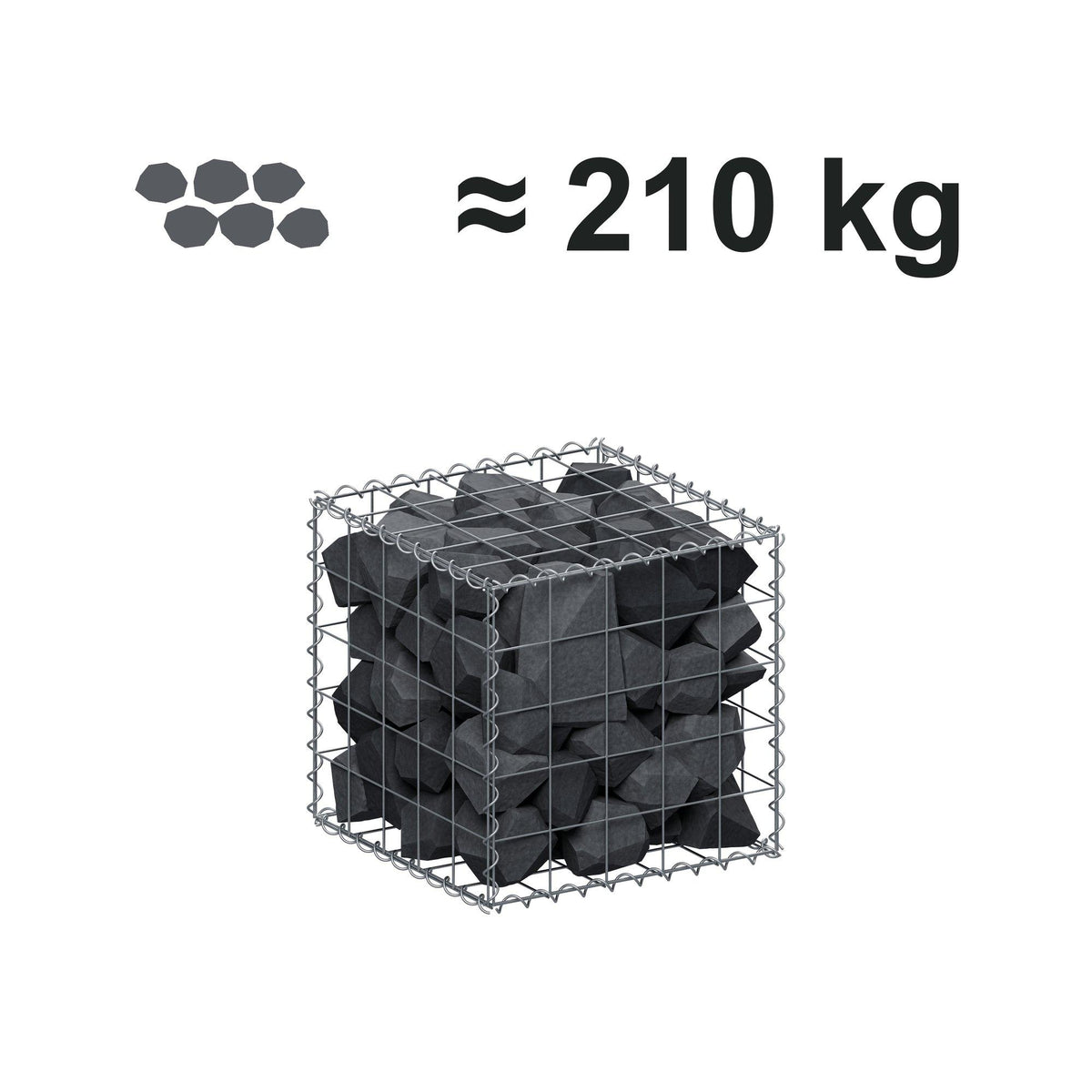 Gabione 50 cm x 50 cm x 50 cm (L x H x T), Maschenweite 10 cm x 10 cm, Spirale