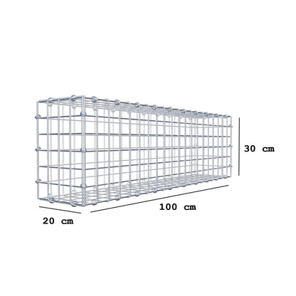 Gabbione 100 cm x 30 cm x 20 cm (L x H x P), maglia 5 x 5 cm, anello a spirale