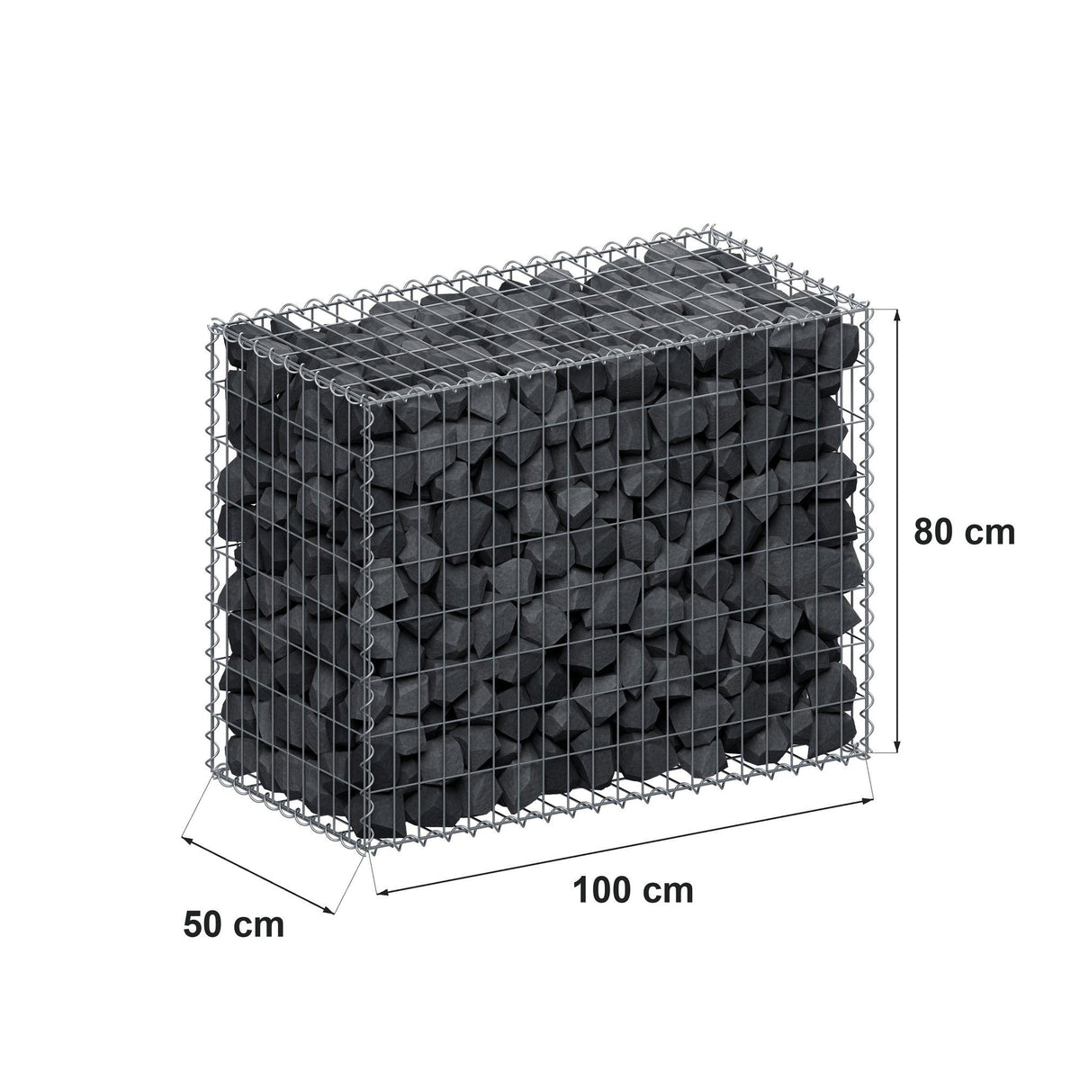 Gabion 100 cm x 80 cm x 50 cm (L x H x P), mailles 5 cm x 10 cm, spirale