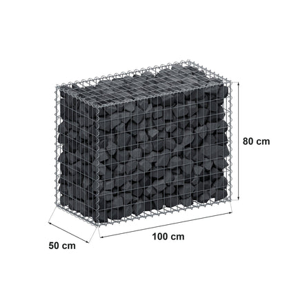 Gabion 100 cm x 80 cm x 50 cm (L x H x P), mailles 5 cm x 10 cm, spirale