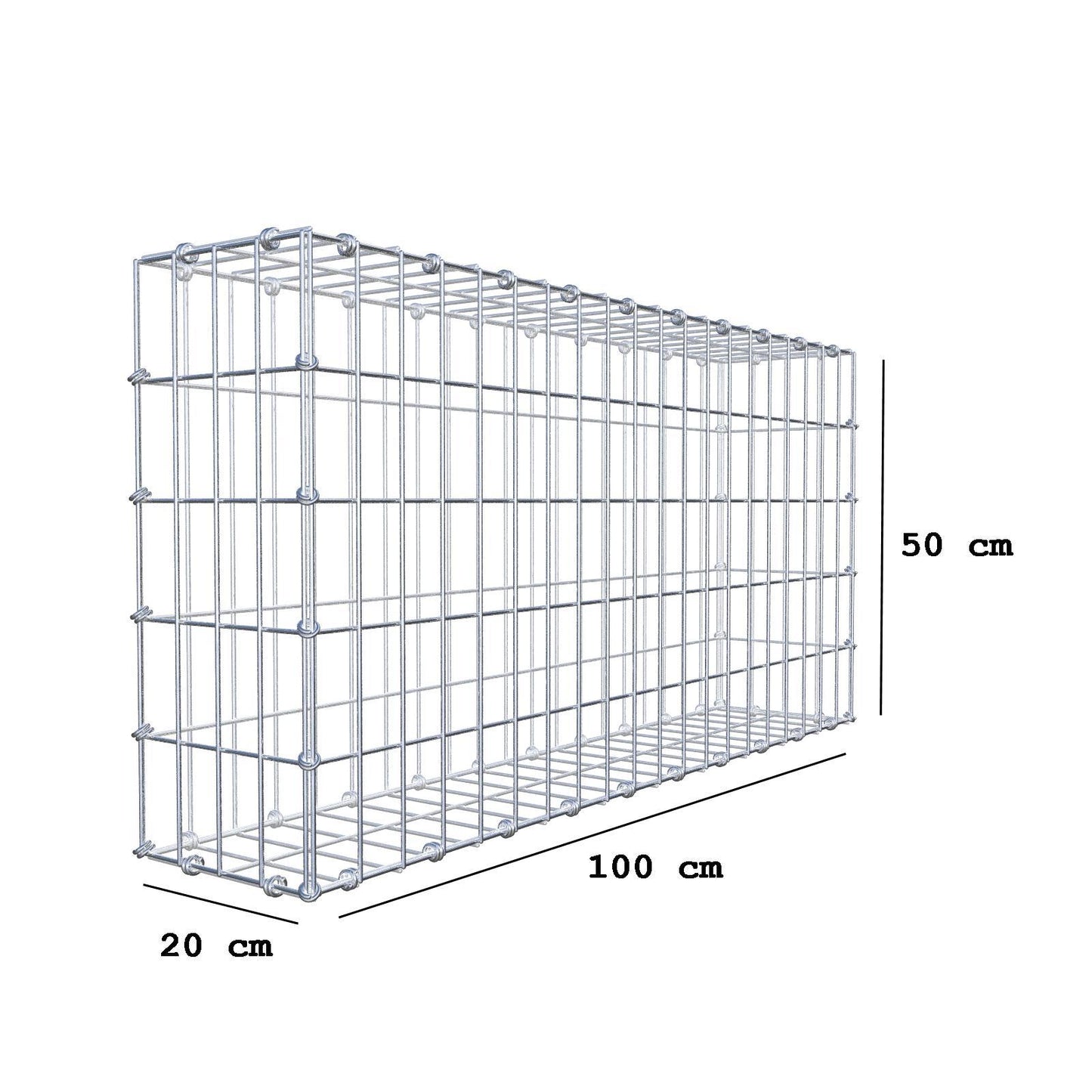 Schanskorf 100 cm x 50 cm x 20 cm (L x H x D), maaswijdte 5 x 10 cm, spiraalring