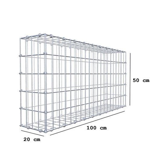 Gabion 100 cm x 50 cm x 20 cm (L x H x D), mesh size 5 x 10 cm, spiral ring