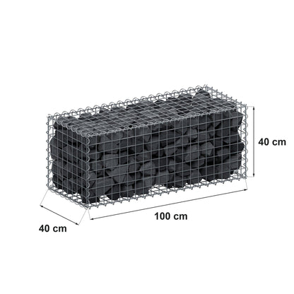Gabion 100 cm x 40 cm x 40 cm (L x H x D), maskestørrelse 5 cm x 5 cm, spiral