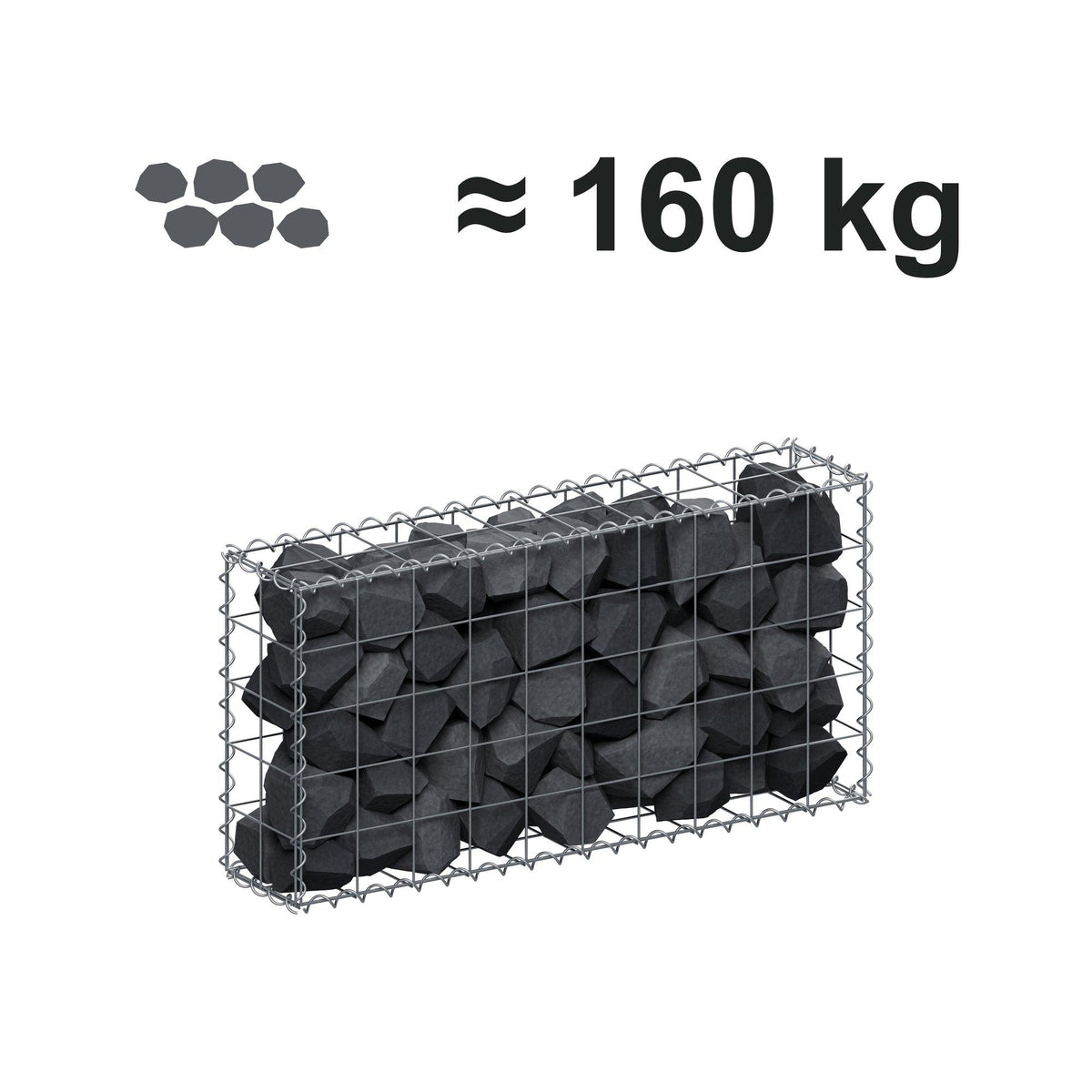 Gabione 100 cm x 50 cm x 20 cm (L x H x T), Maschenweite 10 cm x 10 cm, Spirale