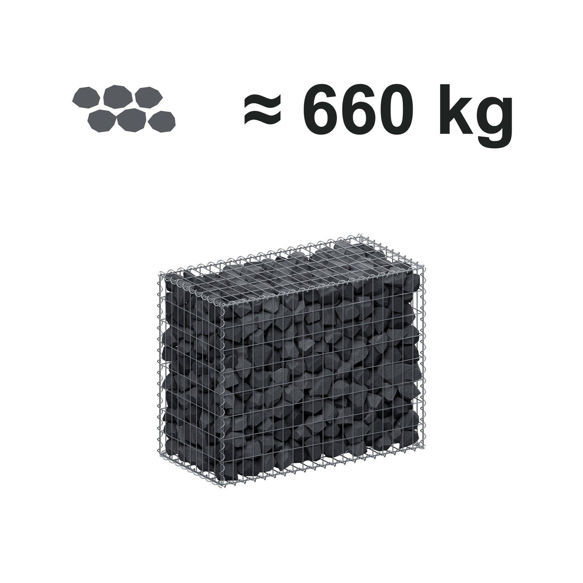 Gabion 100 cm x 80 cm x 50 cm (L x H x P), mailles 5 cm x 10 cm, spirale