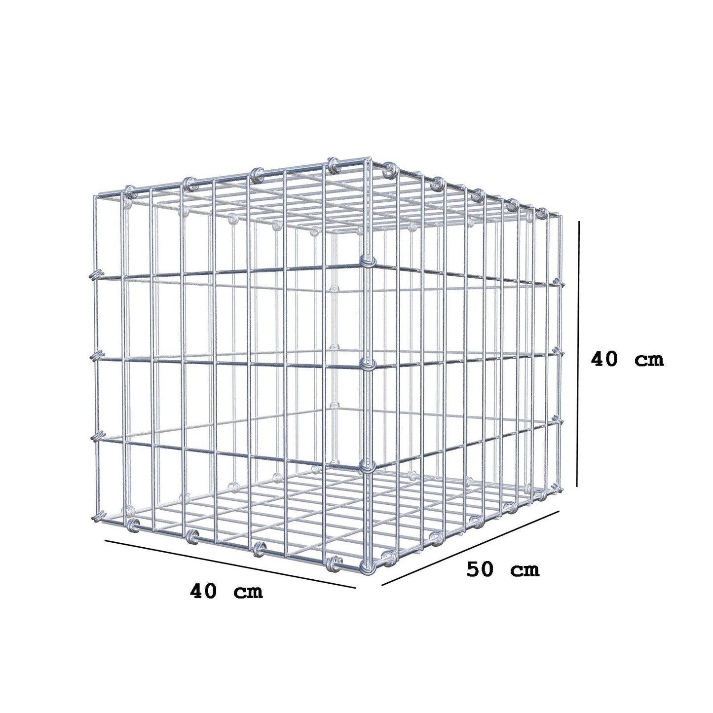 Gabione 50 cm x 40 cm x 40 cm (L x H x T), Maschenweite 5 x 10 cm, Spiralring
