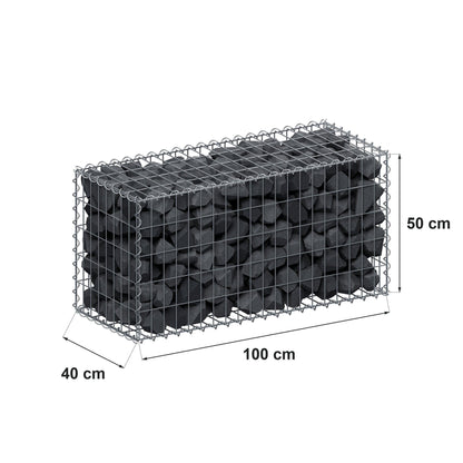 Gabione 100 cm x 50 cm x 40 cm (L x H x T), Maschenweite 5 cm x 10 cm, Spirale