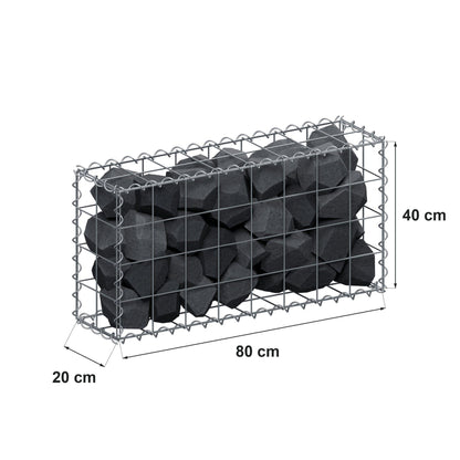 Gabion 80 cm x 40 cm x 20 cm (L x H x D), maskestørrelse 10 cm x 10 cm, spiral