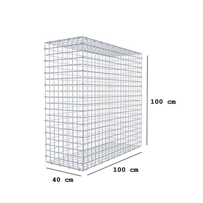 Gabione 100 cm x 100 cm x 40 cm (L x H x T), Maschenweite 5 x 5 cm, Spiralring