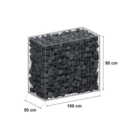 Gabione 100 cm x 90 cm x 50 cm (L x H x T), Maschenweite 5 cm x 10 cm, Spirale