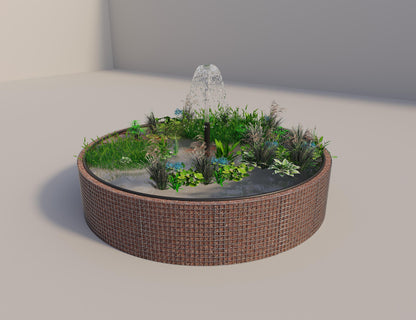 Gabion verhoogde vijver rond, buitendiameter 382 cm, hoogte 80 cm, maaswijdte 5 x 5 cm, wanddikte 15 cm