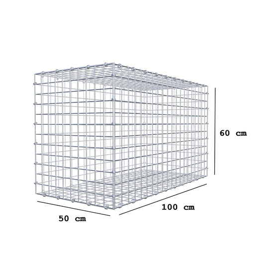 Gabion 100 cm x 60 cm x 50 cm (L x H x D), mesh size 5 x 5 cm, spiral ring