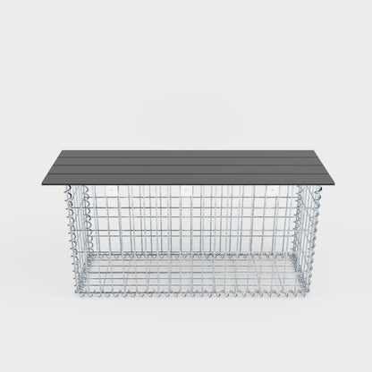 Banco de jardín de gaviones en espiral 105 x 50 x 30 cm - MW 5 x 10 cm, con encimera reciclada en antracita