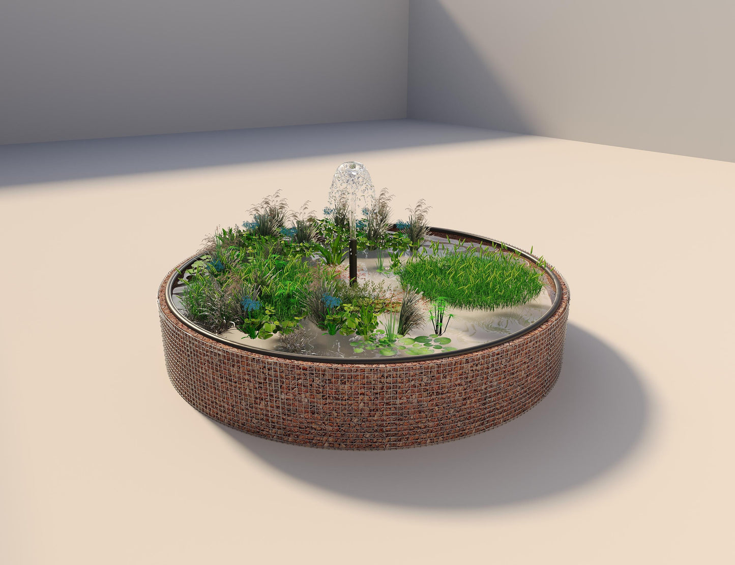 Gabion bassin surélevé rond, diamètre extérieur 442 cm, hauteur 80 cm, mailles 5 x 5 cm, épaisseur de paroi 15 cm
