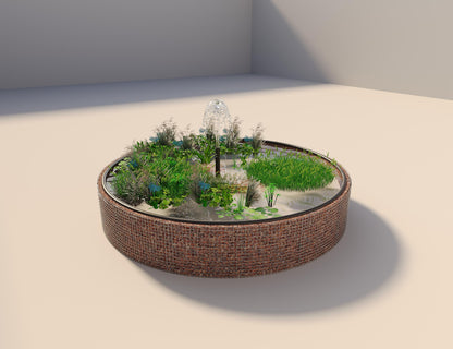 Gabion bassin surélevé rond, diamètre extérieur 442 cm, hauteur 80 cm, mailles 5 x 5 cm, épaisseur de paroi 15 cm