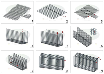 Påväxt gabion typ 2 100 cm x 40 cm x 20 cm (L x H x D), maskstorlek 5 cm x 5 cm, spiral