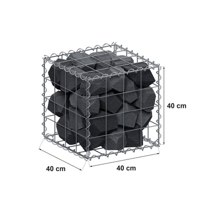 Gabion 40 cm x 40 cm x 40 cm (L x H x D), maskstorlek 10 cm x 10 cm, spiral