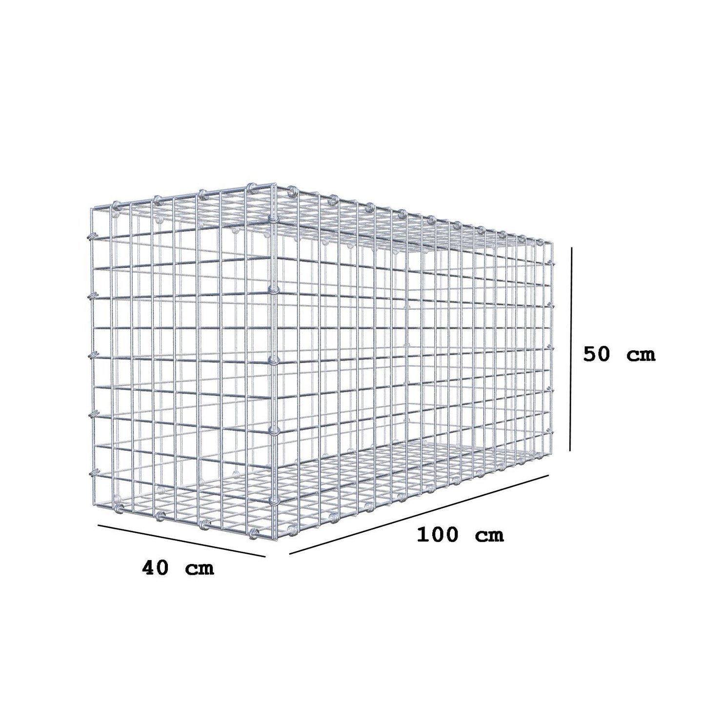 Gabião 100 cm x 50 cm x 40 cm (C x A x P), malhagem 5 x 5 cm, anel espiral