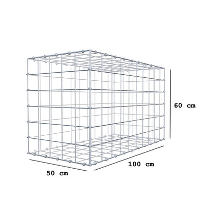 Gabione 100 cm x 60 cm x 50 cm (L x H x T), Maschenweite 10 x 10 cm, Spiralring