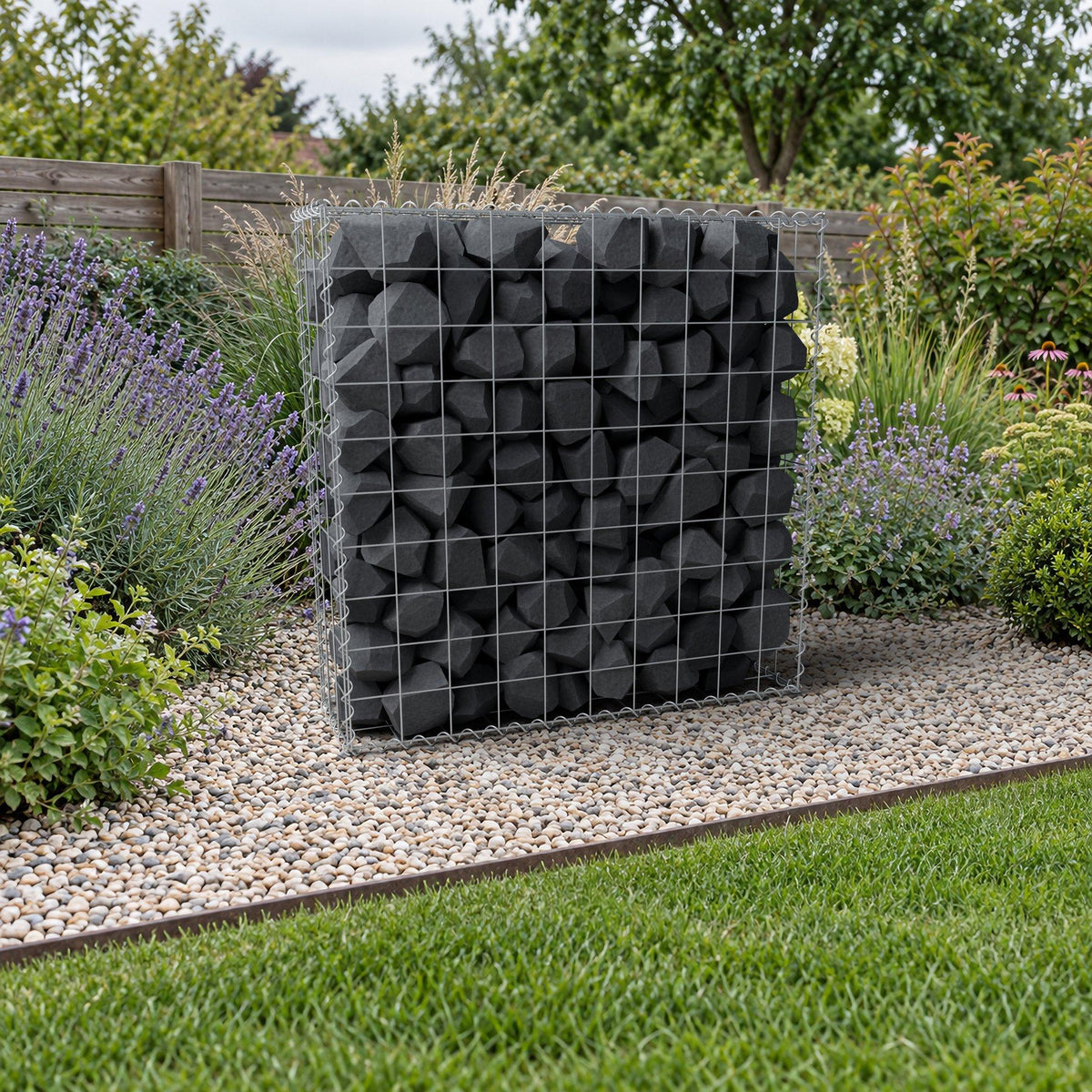 Gabione 100 cm x 100 cm x 30 cm (L x H x T), Maschenweite 10 cm x 10 cm, Spirale