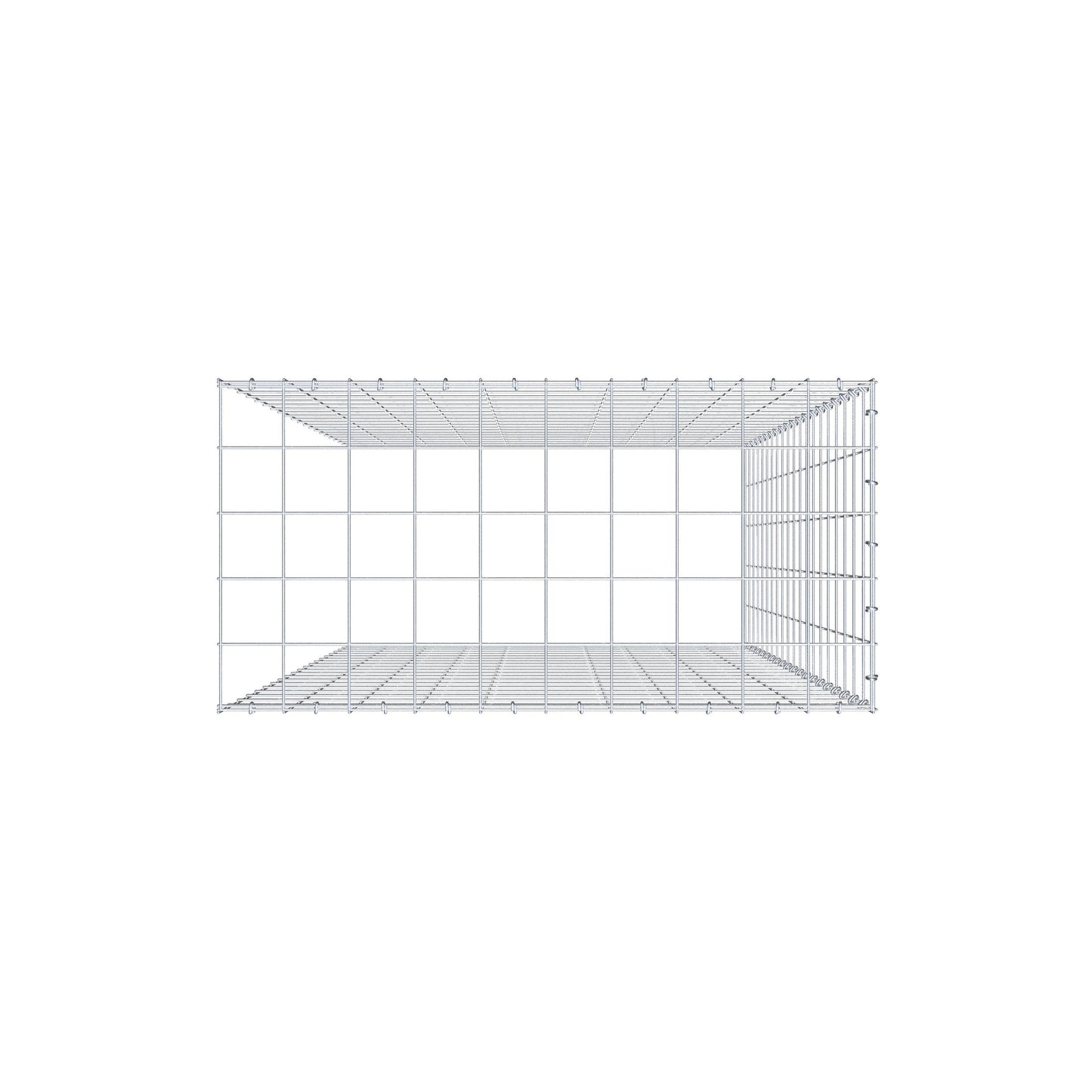 Monteret gabion type 4 200 cm x 100 cm x 50 cm (L x H x D), maskestørrelse 10 cm x 10 cm, C-ring