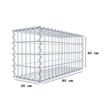 Gabbione 80 cm x 40 cm x 30 cm (L x H x P), maglia 5 cm x 10 cm, spirale