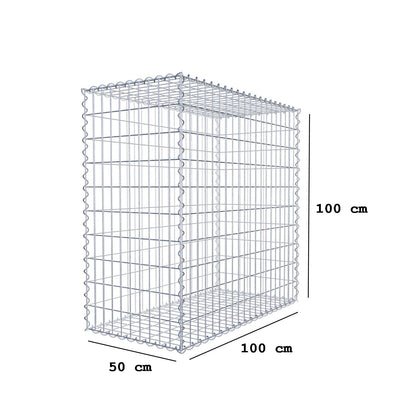 Conjunto de 2 gabiões 100 cm x 100 cm x 50 cm (C x A x P), malhagem 5 x 10 cm, espiral