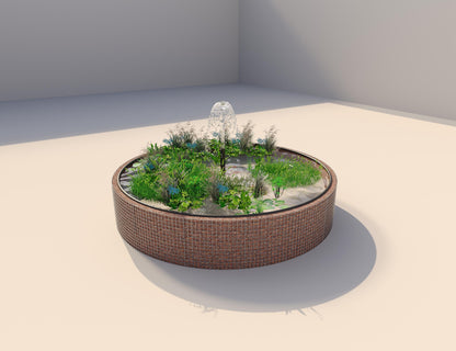 Gabion verhoogde vijver rond, buitendiameter 412 cm, hoogte 80 cm, maaswijdte 5 x 5 cm, wanddikte 15 cm
