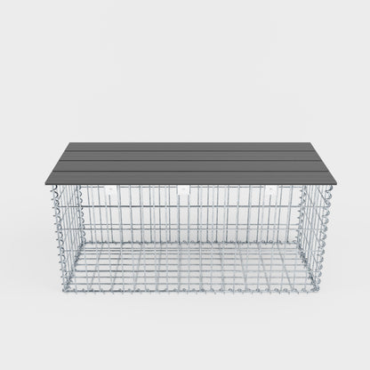 Trädgårdsbänk av gabionspiral 105 x 50 x 50 cm - MW 5 x 10 cm, med återvunnen topp i antracit