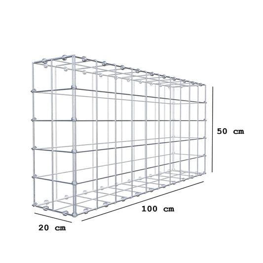 Gabione 100 cm x 50 cm x 20 cm (L x H x T), Maschenweite 10 x 10 cm, Spiralring