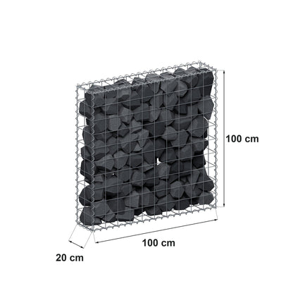 Gabione 100 cm x 100 cm x 20 cm (L x H x T), Maschenweite 10 cm x 10 cm, Spirale
